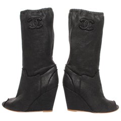 Chanel Peep-Toe Wedge Boot (Resort Collection)