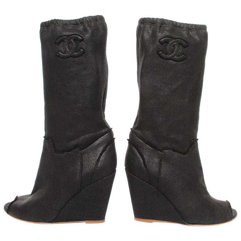 open toe wedge boots