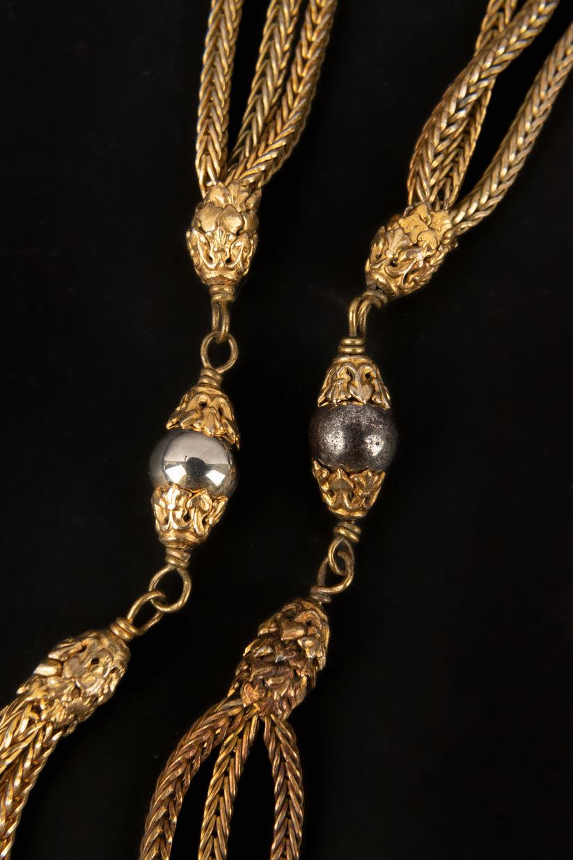 Chanel Pegasus Haute Couture-Halskette aus goldenem Metall im Angebot 6