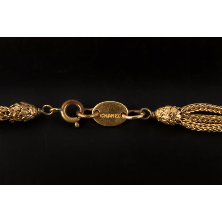 Chanel Pegasus Haute Couture-Halskette aus goldenem Metall im Angebot 5