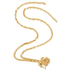 Chanel Pegasus Golden Metal Necklace Haute Couture