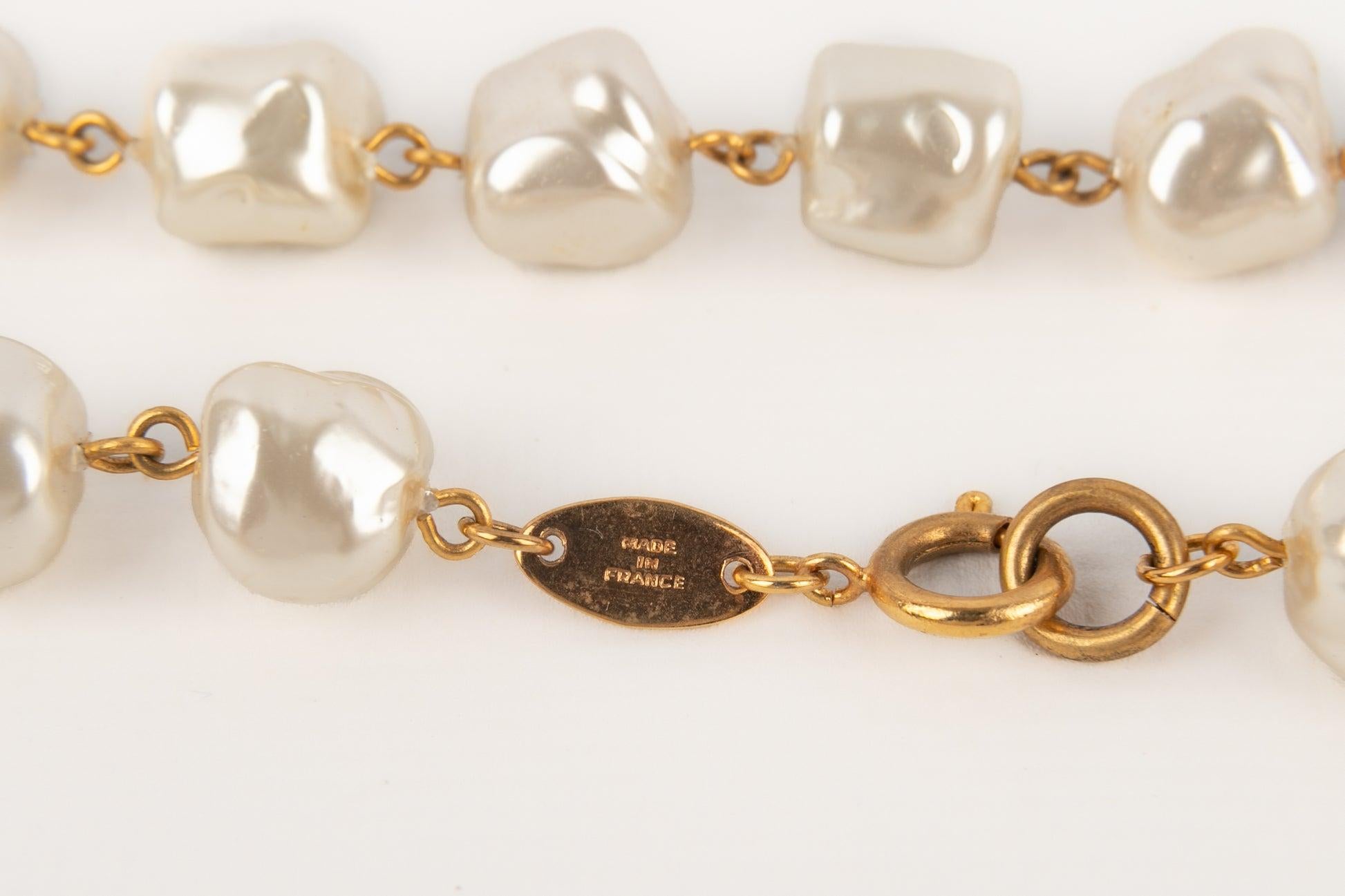 Chanel Pendant Necklace with Baroque Costume Pearl, 1984 For Sale 8
