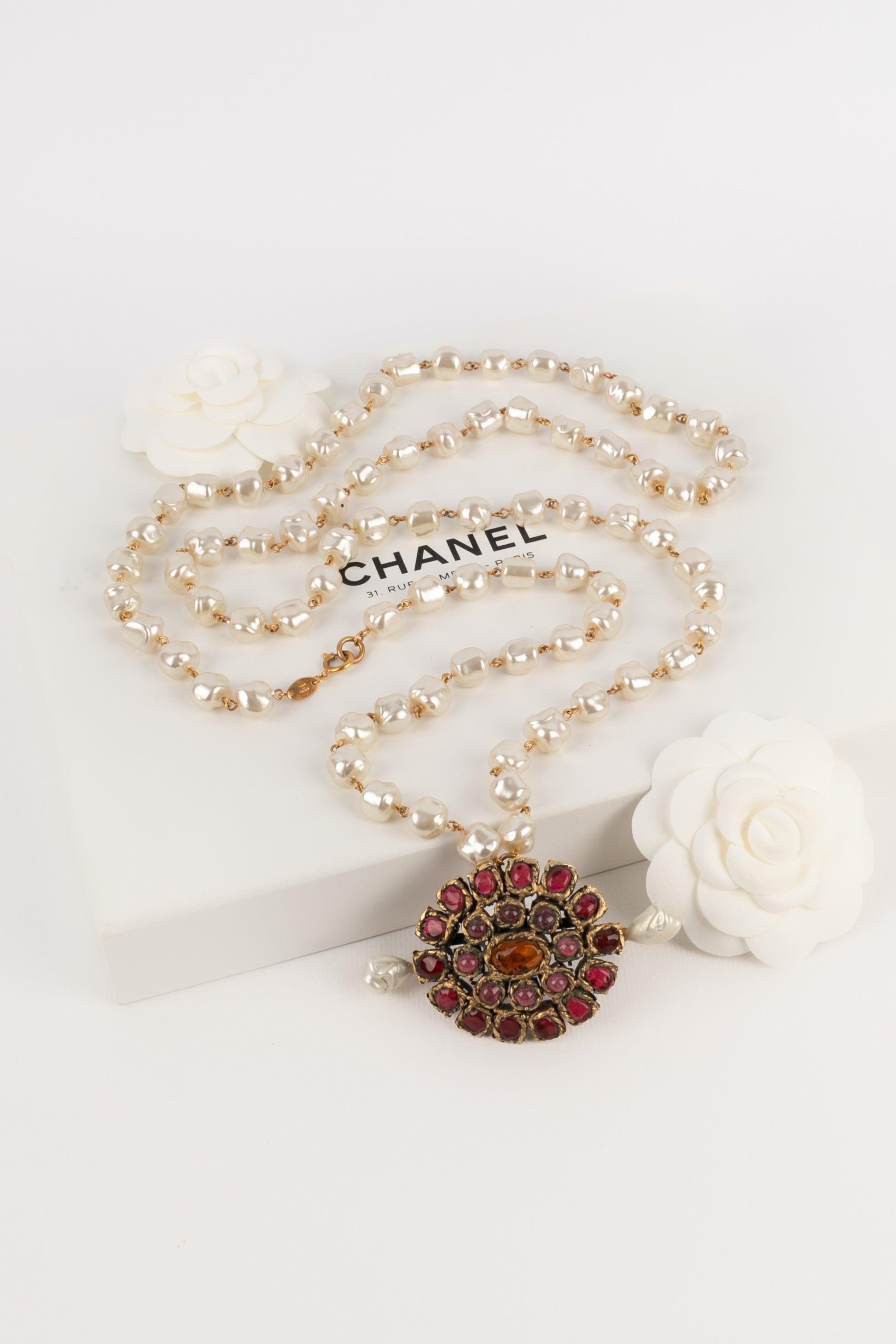 Chanel Pendant Necklace with Baroque Costume Pearl, 1984 For Sale 9