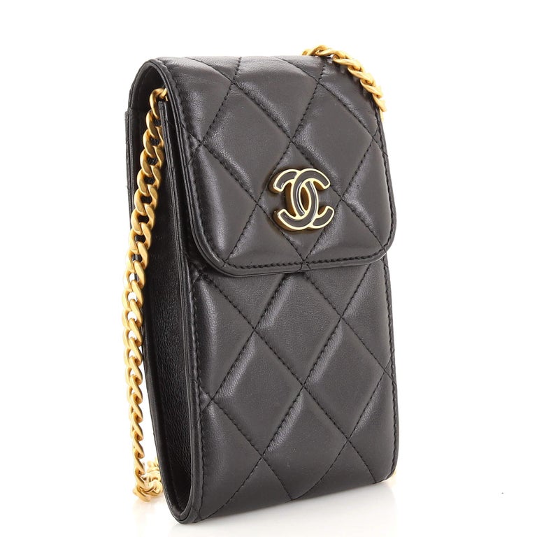 Chanel Pending CC Flap Phone Holder Crossbody Bag Quilted Lambskin For