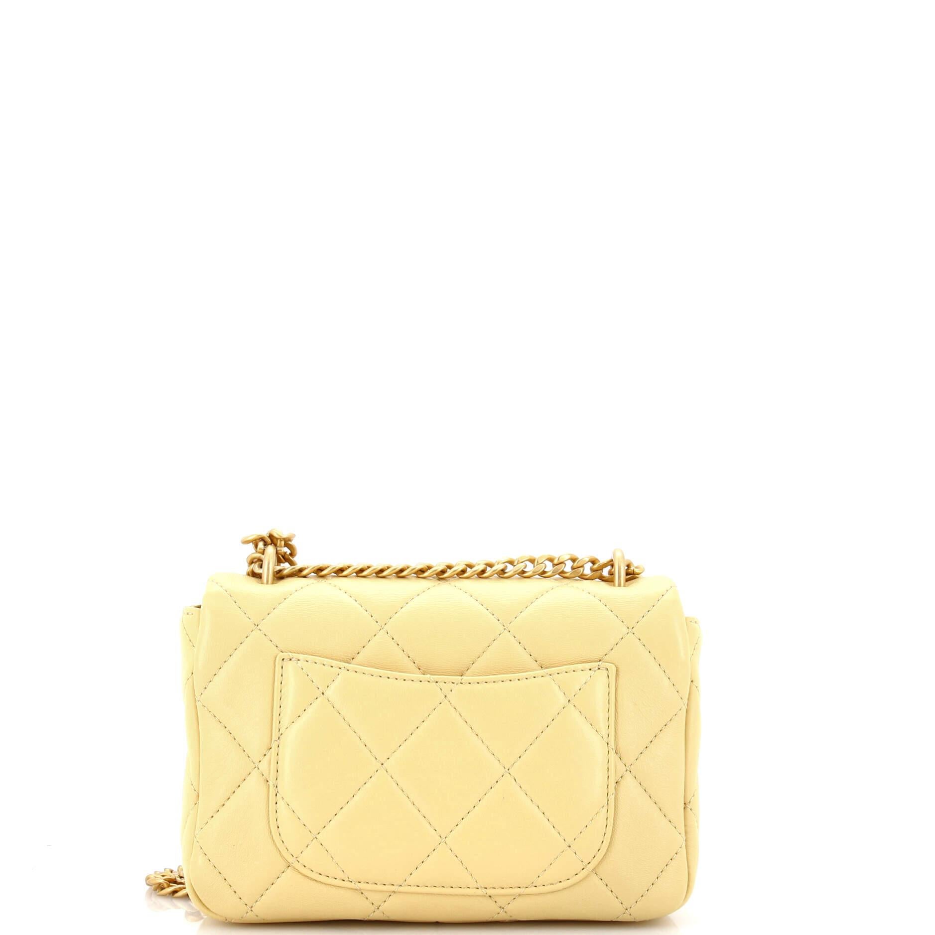 Chanel Pending CC Square Flap Bag Quilted Lambskin Mini In Good Condition For Sale In NY, NY