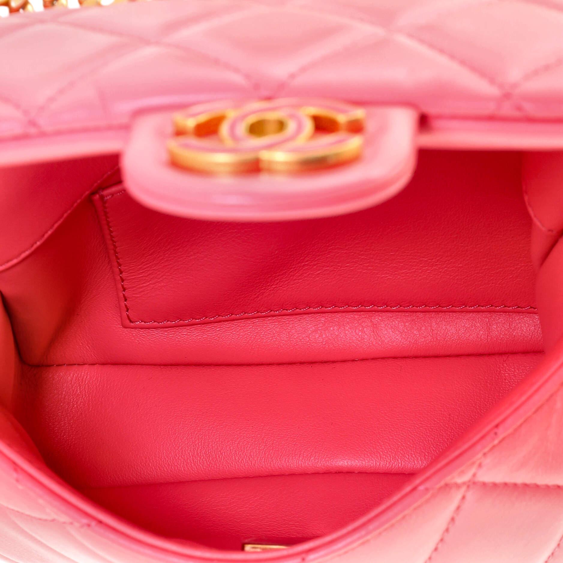 Chanel Pending CC Square Flap Bag Quilted Lambskin Mini In Good Condition In NY, NY
