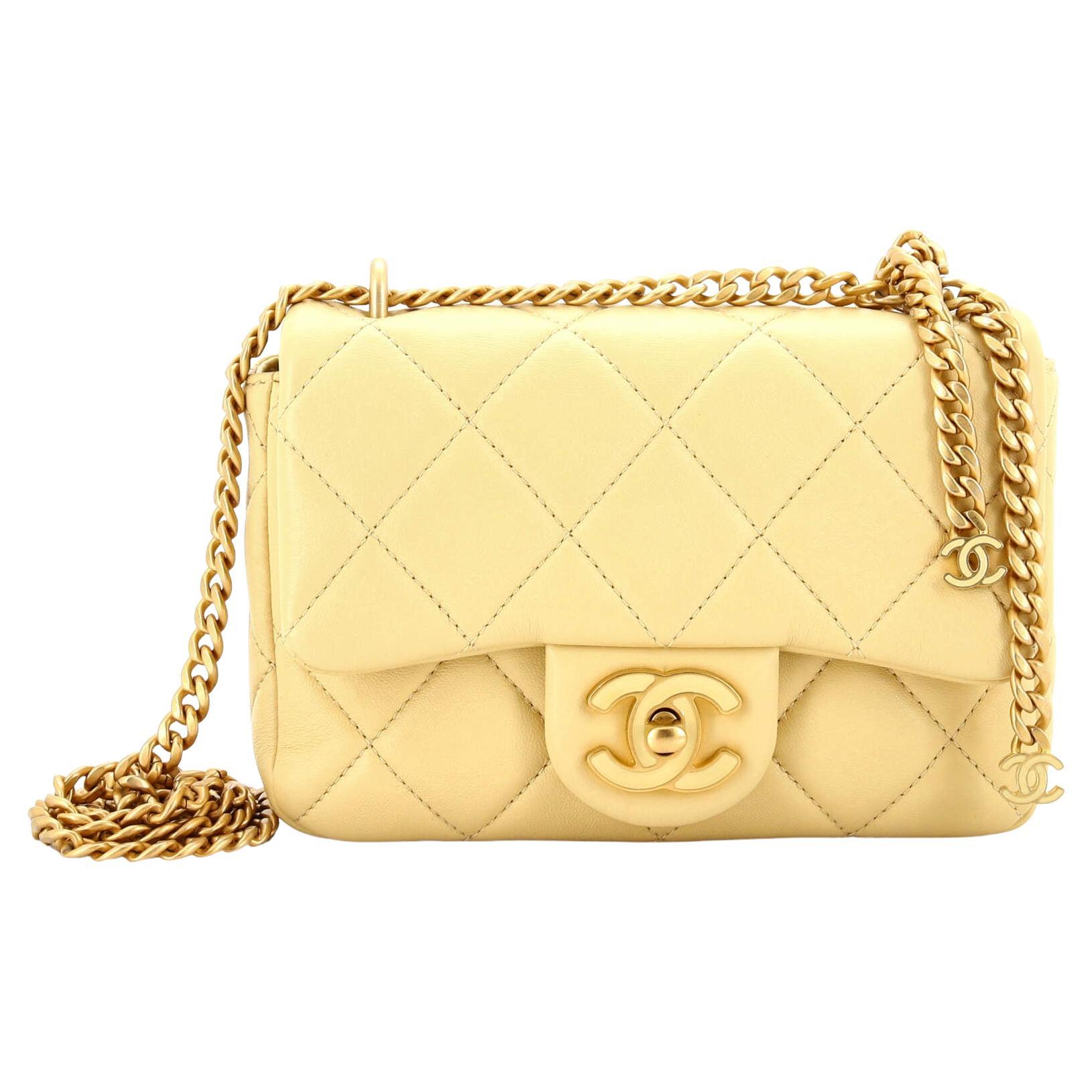 Chanel Pending CC Square Flap Bag Quilted Lambskin Mini For Sale