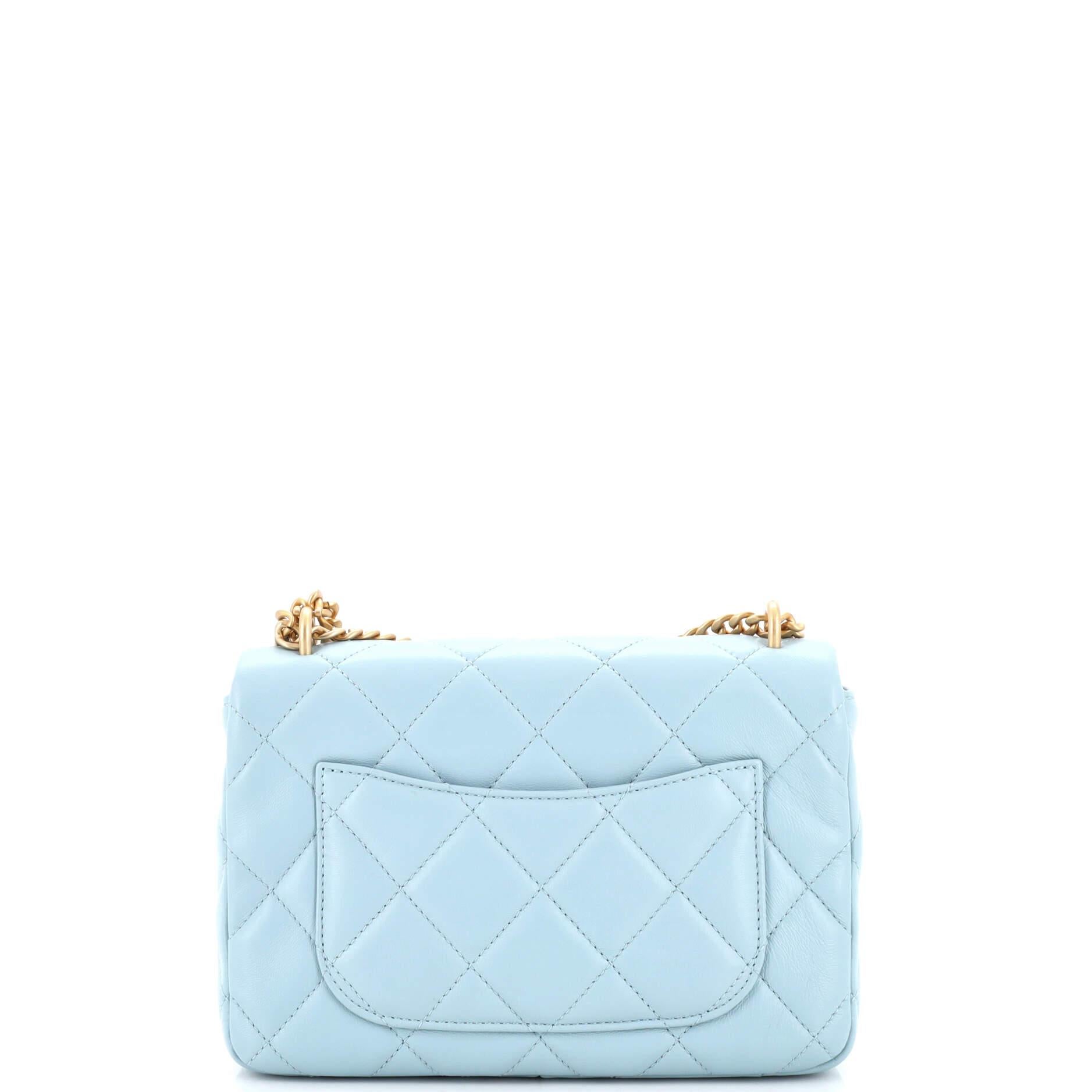 Chanel Pending CC Square Flap Bag Quilted Lambskin Small In Good Condition For Sale In NY, NY