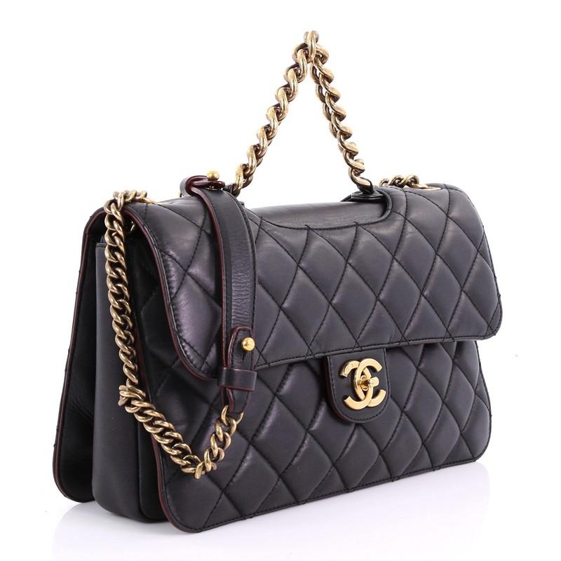 Black Chanel Perfect Edge Flap Bag Quilted Calfskin Jumbo