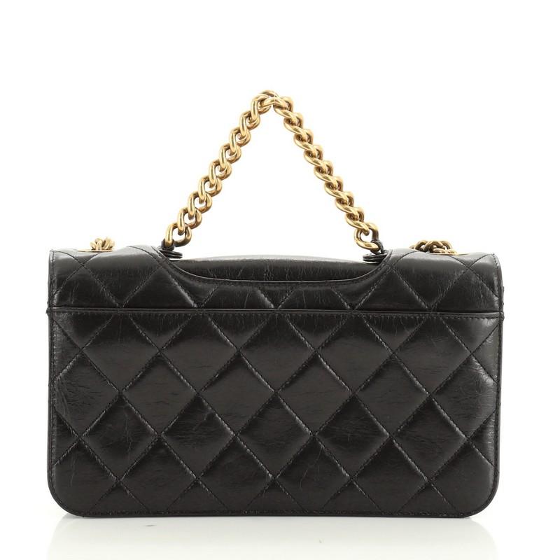 Black Chanel Perfect Edge Flap Bag Quilted Glazed Calfskin Small