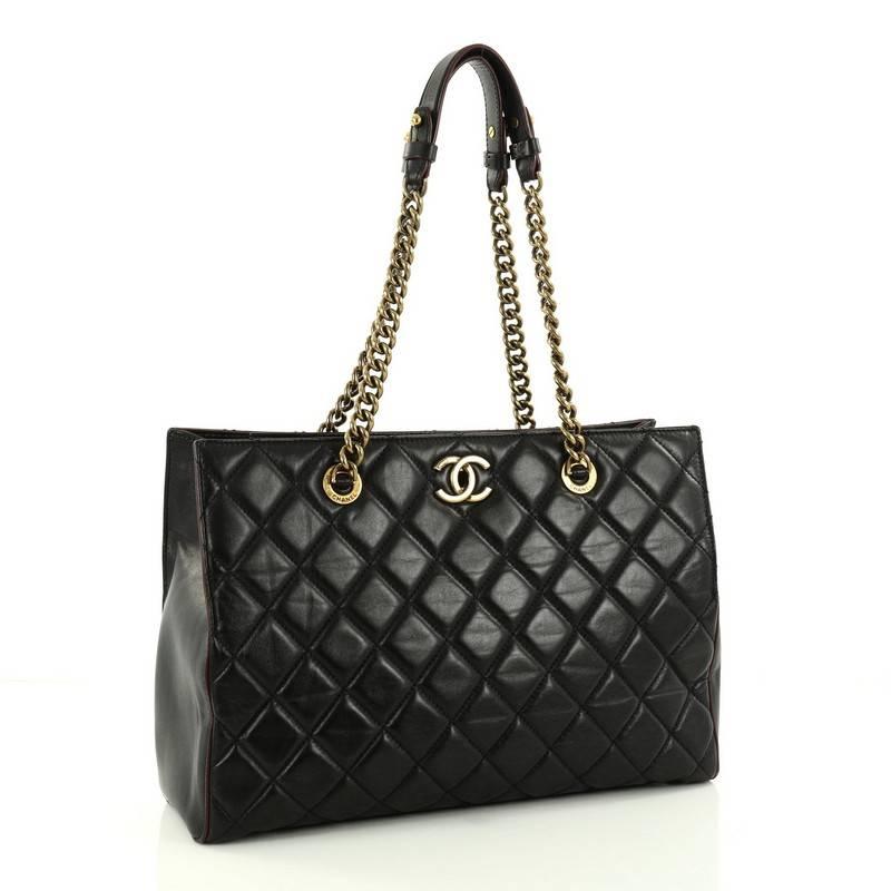 Black Chanel Perfect Edge Tote Quilted Leather Large