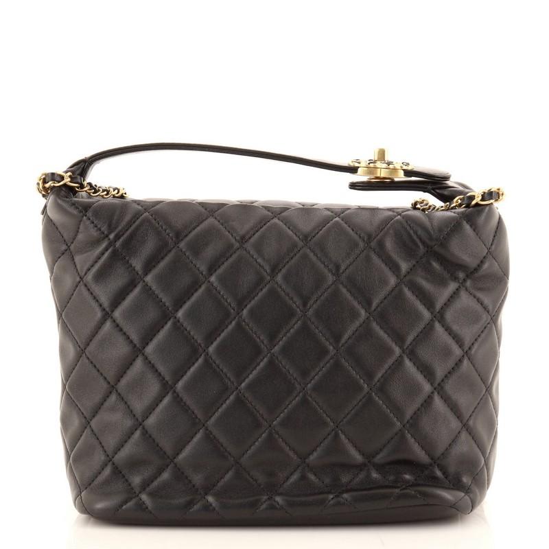 Black Chanel Perfect Meeting Hobo Quilted Lambskin Large