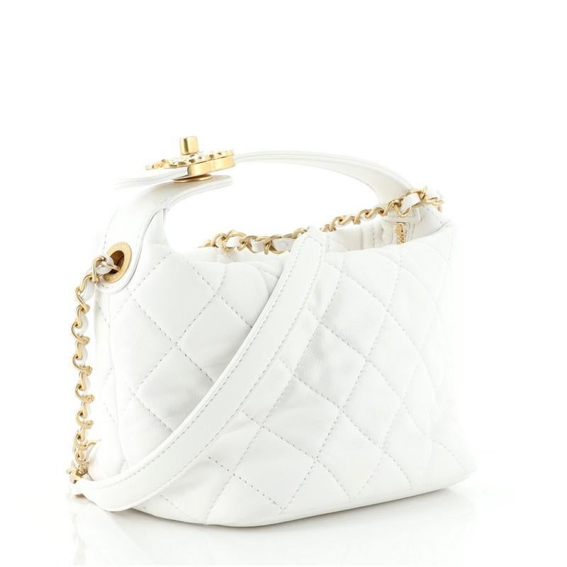 Gray Chanel Perfect Meeting Hobo Quilted Lambskin Small