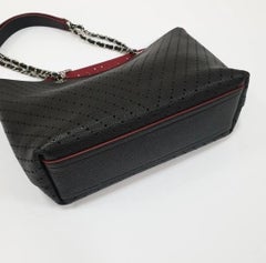 Chanel Perforated Black Caviar Chain Shopping Tote Bag