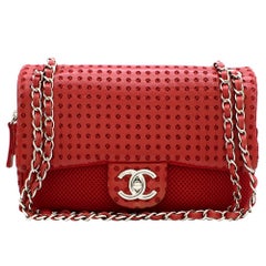 Chanel Perforated Mesh & Leather Classic Drill Flap Bag