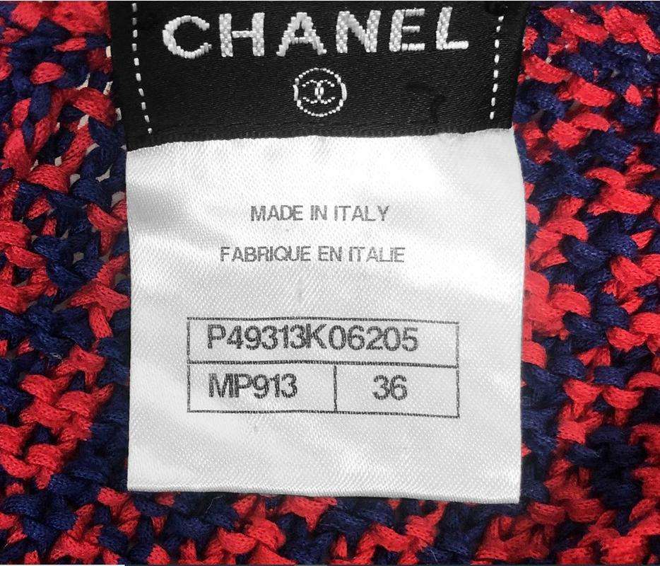 CHANEL PERFORATED RED KNIT COTTON DRESS Size FR 36 6