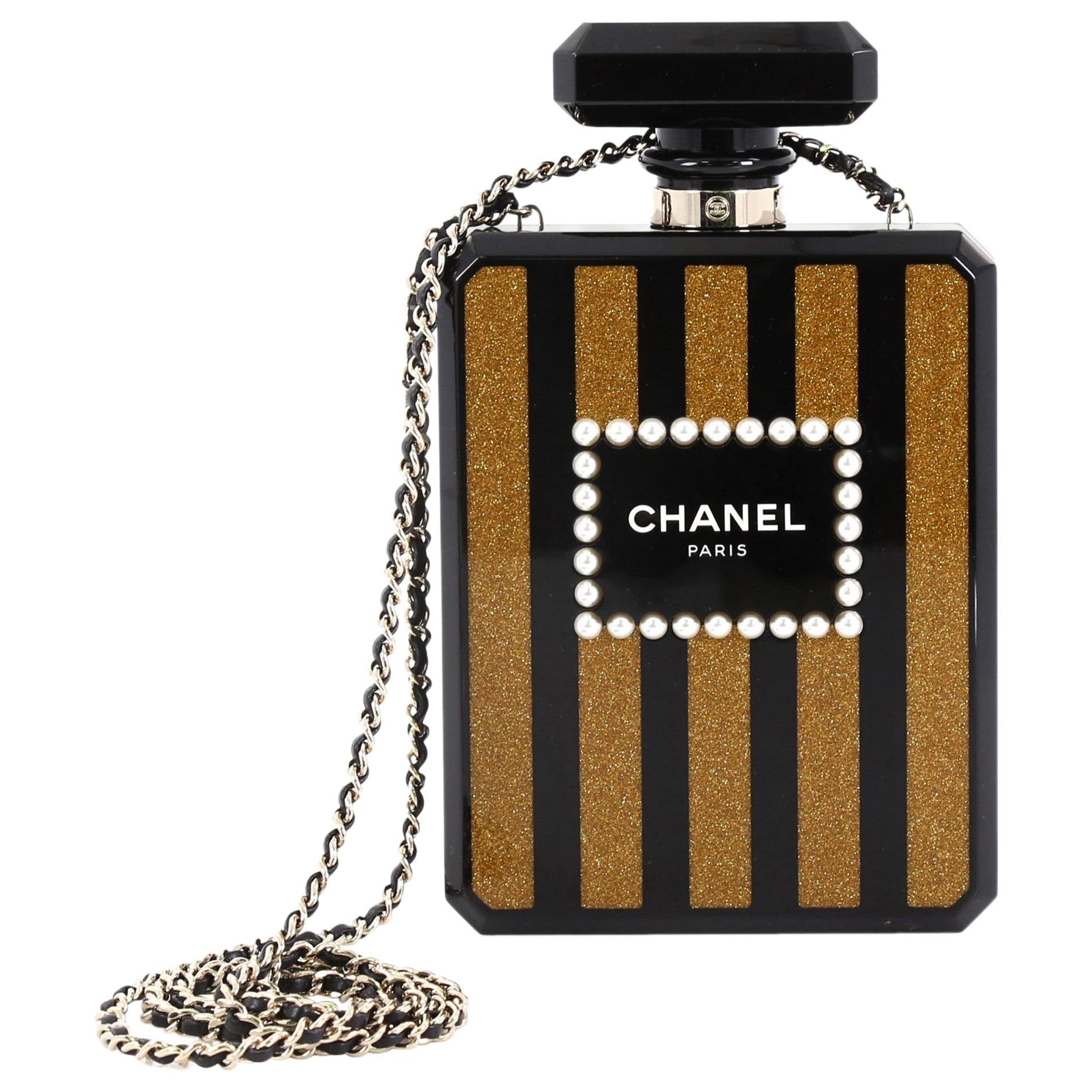Chanel Perfume Bottle Minaudiere Pearl Embellished Plexiglass at 1stDibs