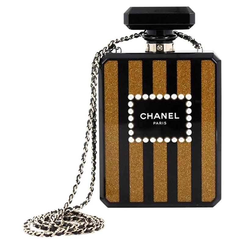 Chanel Perfume Bottle Minaudiere Pearl Embellished Plexiglass
