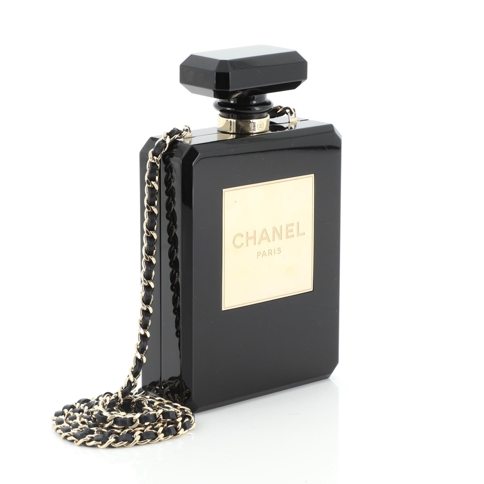 Black Chanel Perfume Bottle Minaudiere Plexiglass