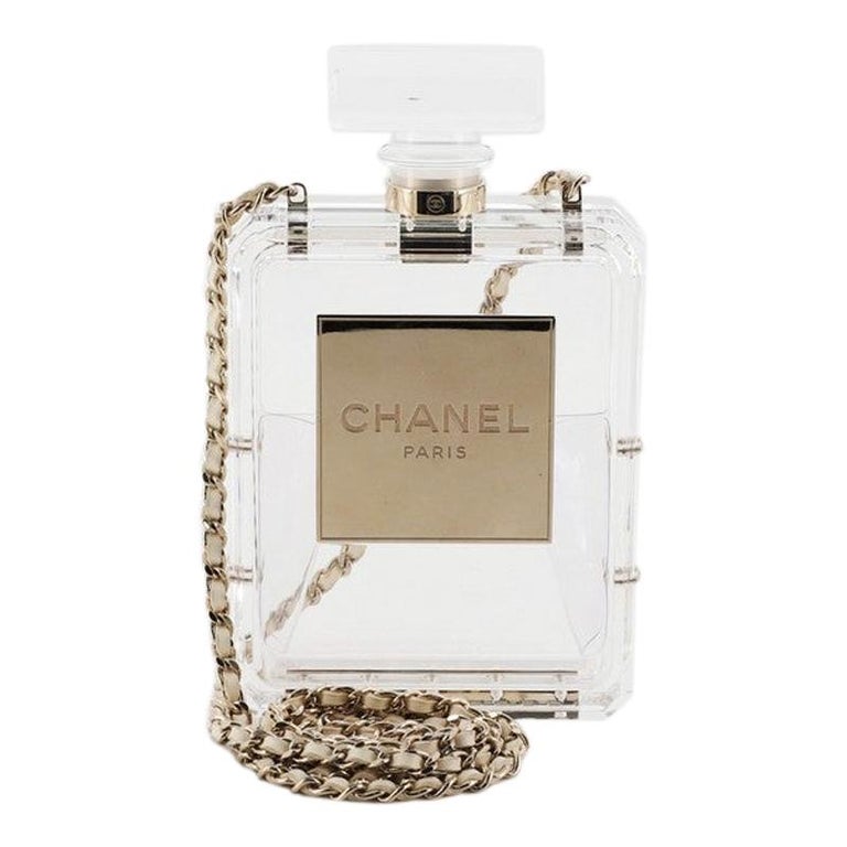 Chanel Clear Plexiglass Perfume Bottle Minaudière at 1stDibs