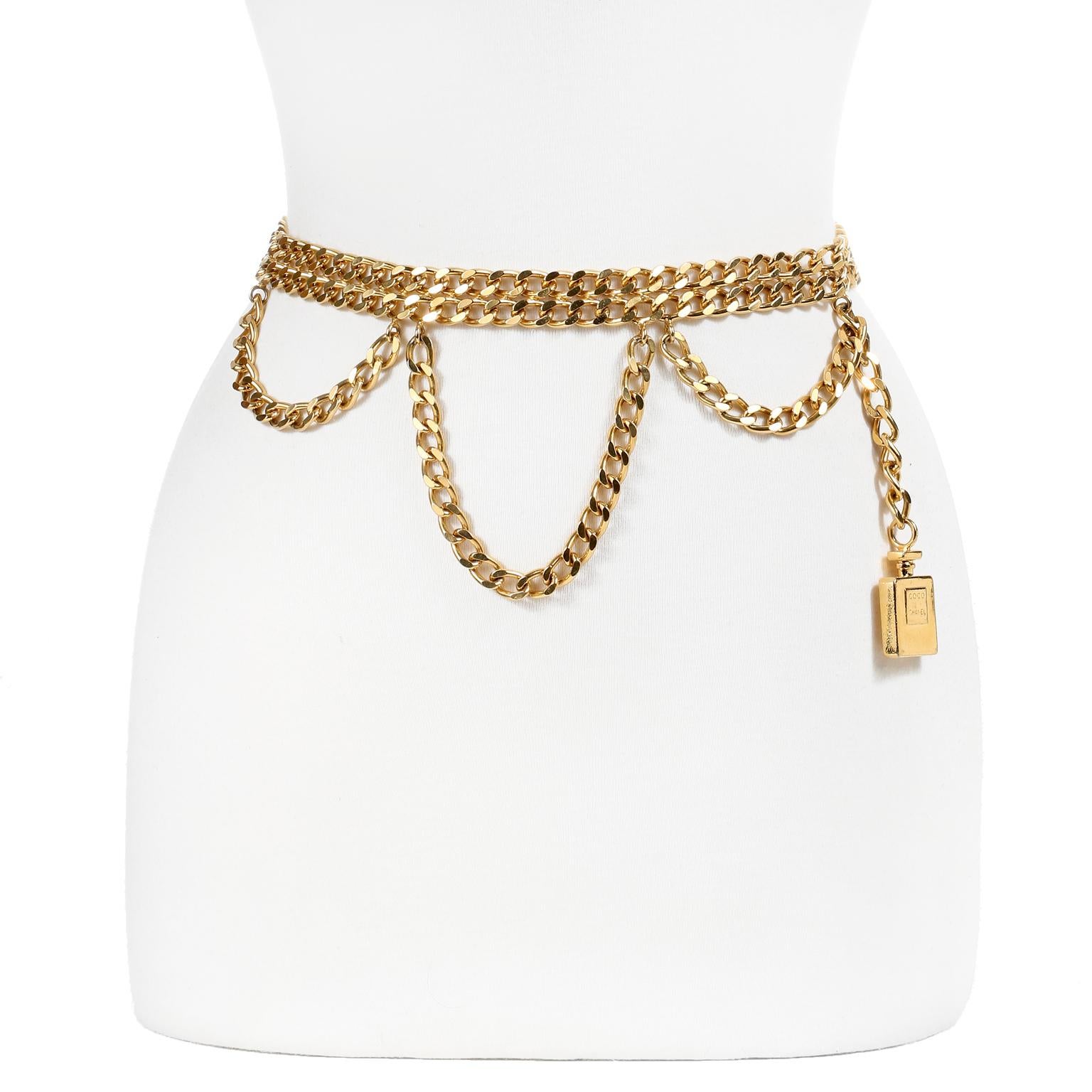 Chanel Perfume Bottle Triple Chain Belt For Sale at 1stDibs | chain ...