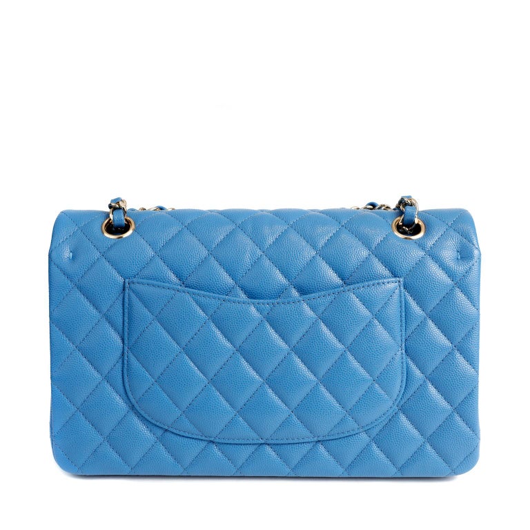 Chanel Blue Caviar Leather 10 Classic Medium Double Flap Bag For Sale at  1stDibs