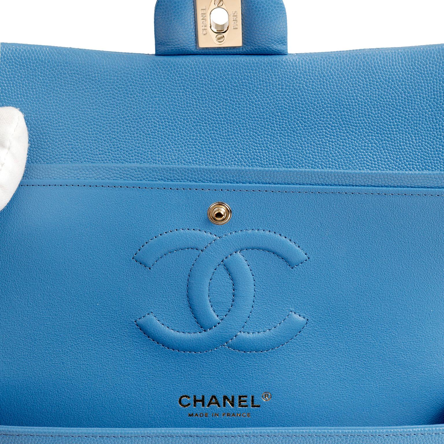 Blue Chanel Periwinkle Caviar Leather Medium Classic Flap Bag