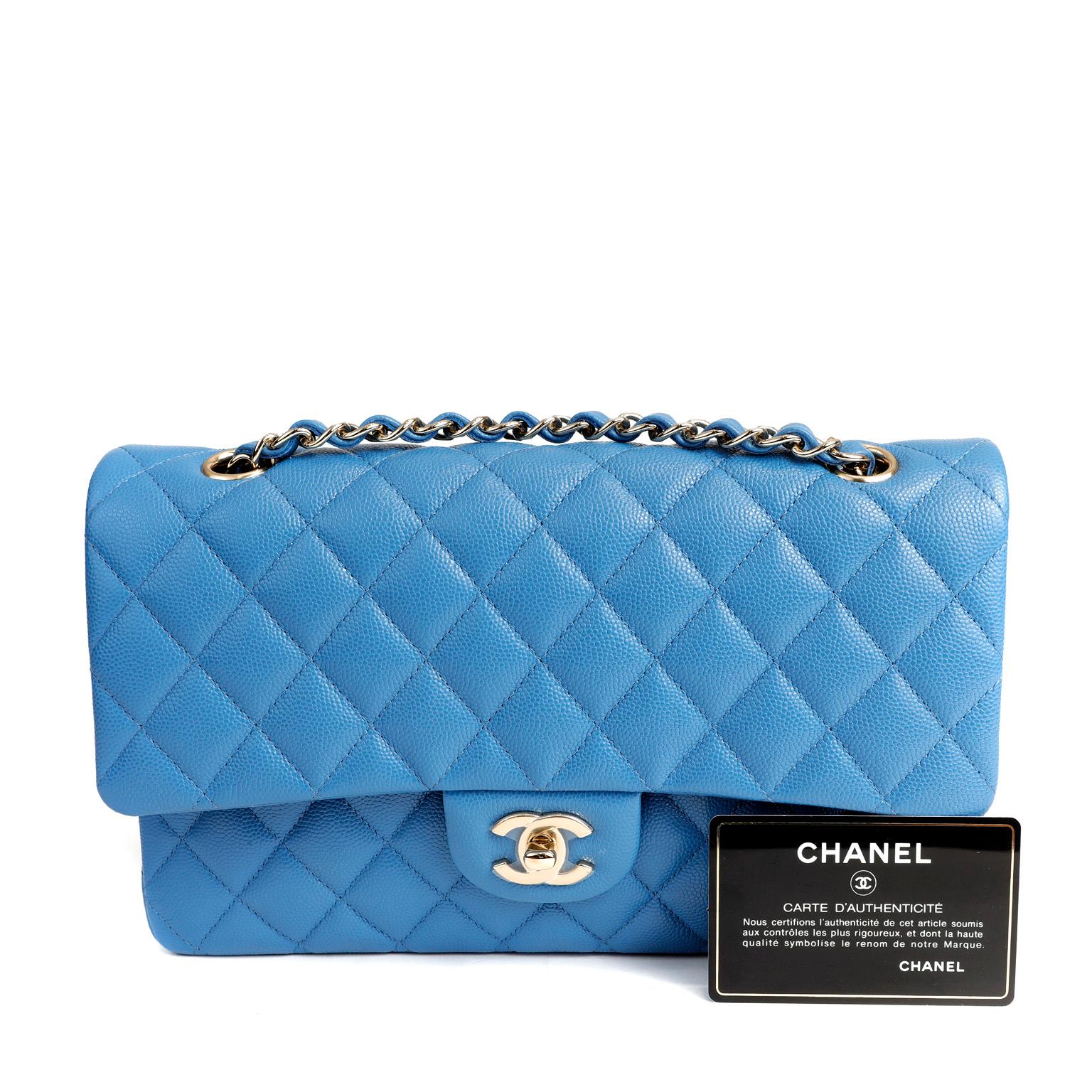 Women's Chanel Periwinkle Caviar Leather Medium Classic Flap Bag