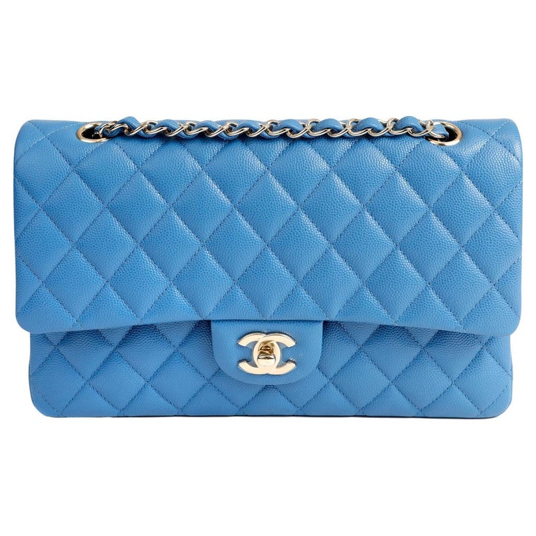 Chanel Periwinkle Caviar Leather Medium Classic Flap Bag at 1stDibs   periwinkle blue chanel bag, chanel classic flap blue, chanel periwinkle blue