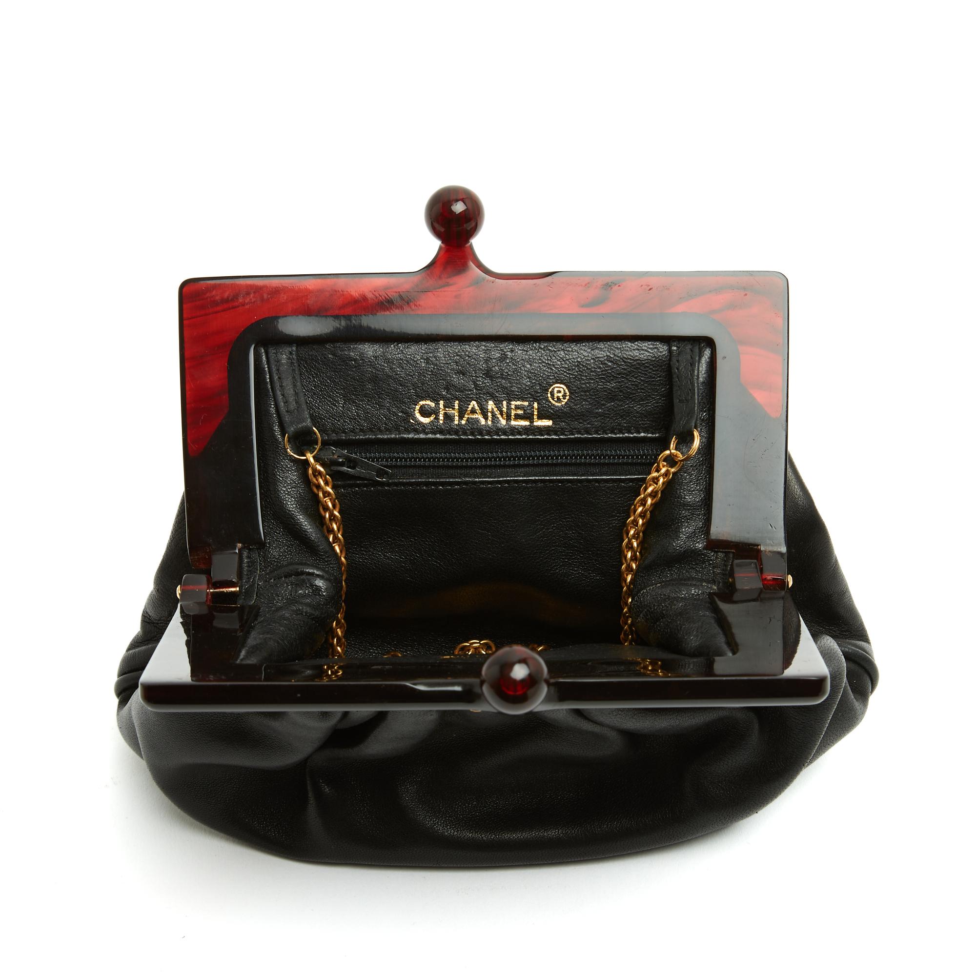 Chanel Petit Sac Pochette CC 1985s Negro Piel CC pequeño Bolso bandolera Embrague 1