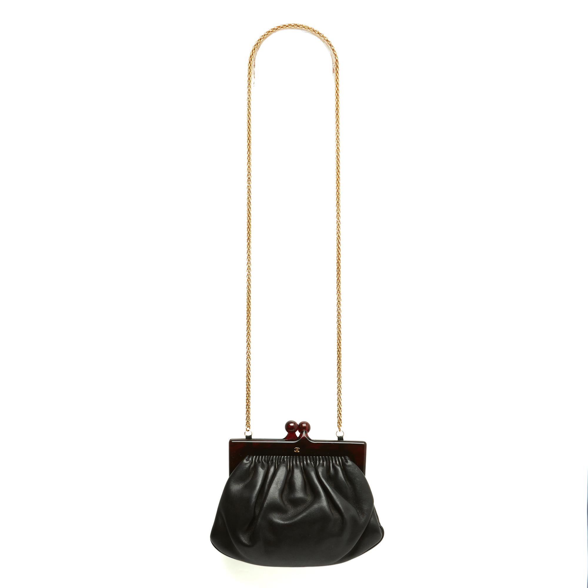 Chanel Petit Sac Pochette CC 1985s Negro Piel CC pequeño Bolso bandolera Embrague 3