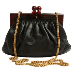 Chanel Petit Sac Pochette CC 1985s Negro Piel CC pequeño Bolso bandolera Embrague