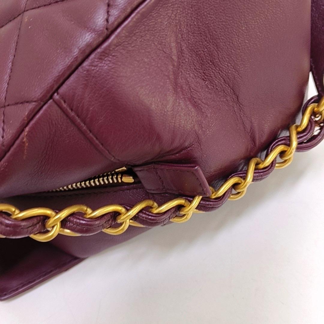 Chanel Petite Shopping Tote PTT Burgundy Lambskin Leather Gold-Tone Chain Shoppi For Sale 7