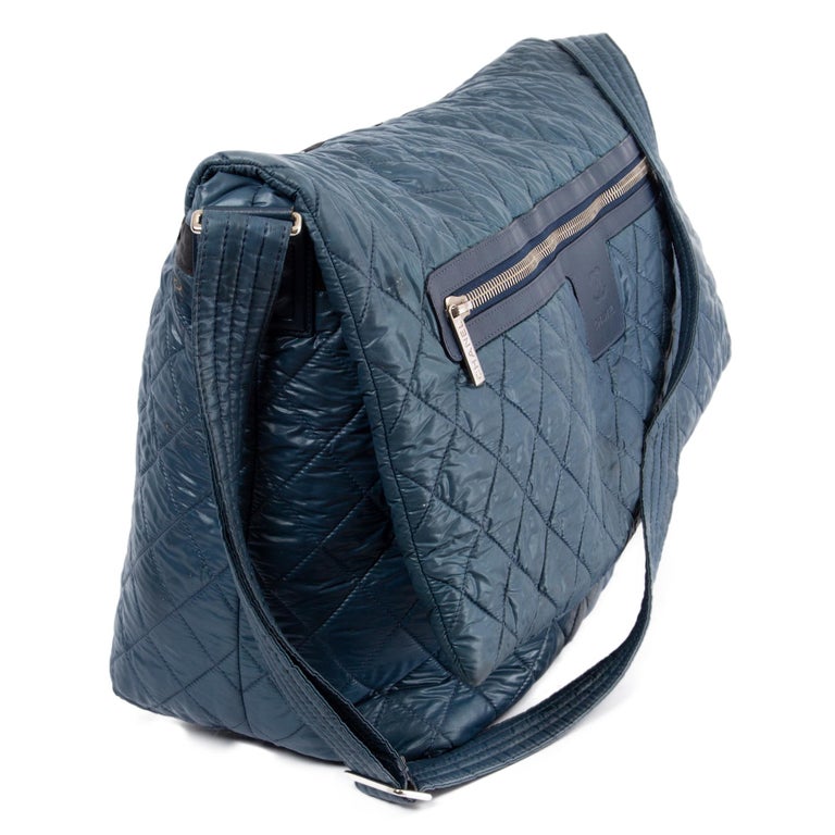 CHANEL petrol blue nylon COCO COCOON LARGE Messenger Bag For Sale at 1stDibs