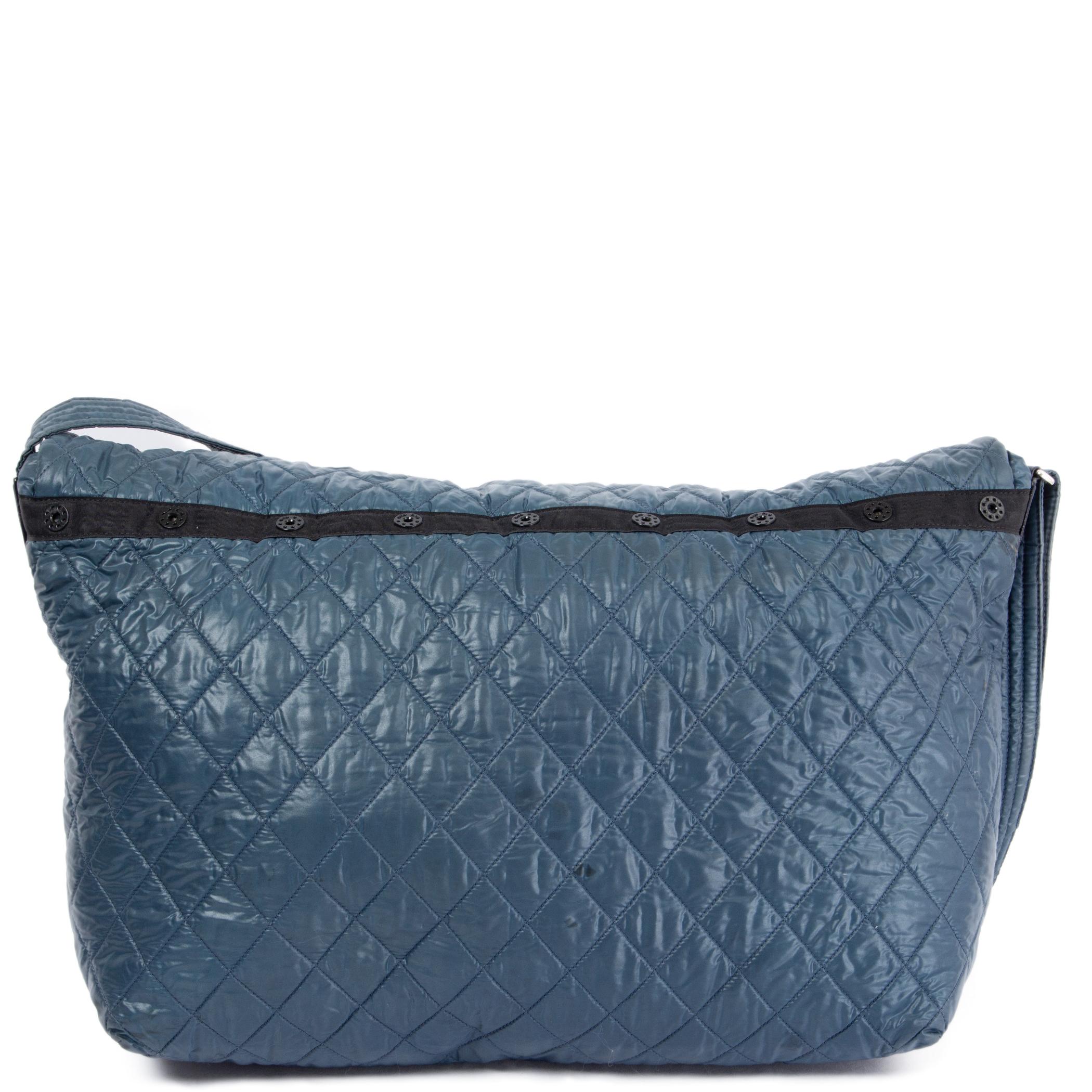 Blue CHANEL petrol blue nylon COCO COCOON LARGE Messenger Bag For Sale