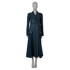 Chanel lana petrolio 2012 12K LUREX TWEED MAXI Coat Jacket 38 S