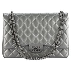 Chanel Pewter Lambskin Quilted Jumbo