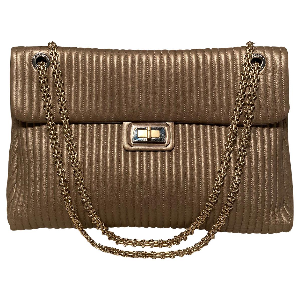 Chanel Vertical Stripe Quilted Reissue Classic Flap Shoulder Bag