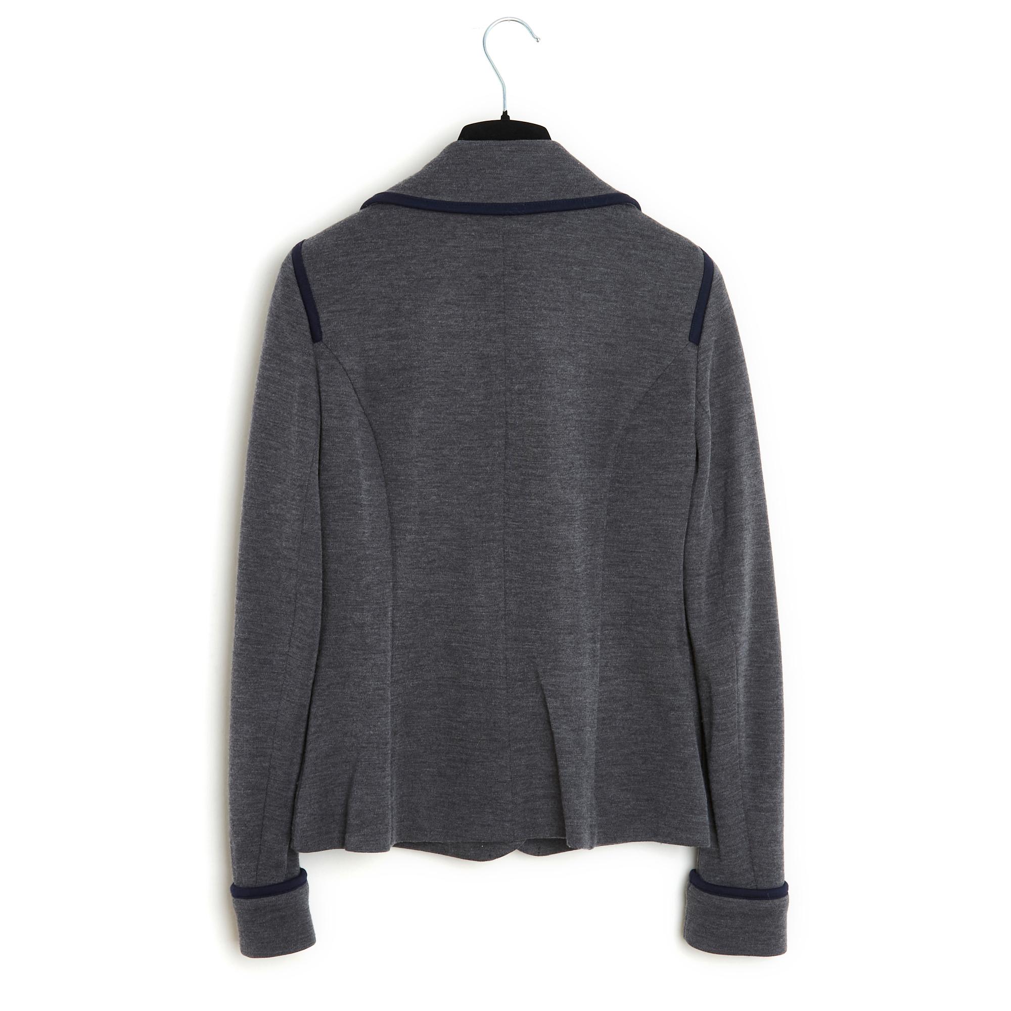 Chanel PF10 Shanghai Veste Blazer FR38 Grey Wool Jersey Jacket Balzer US8 For Sale 1