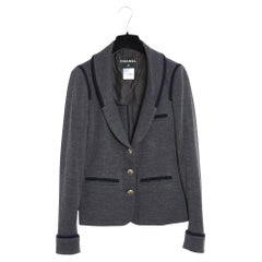 Chanel PF10 Shanghai Veste Blazer FR38 Grey Wool Jersey Jacket Balzer US8