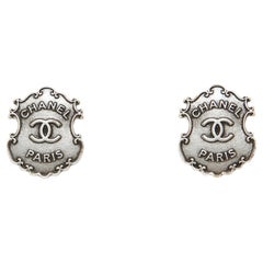Chanel PF2014 Boucles Clous CC Silver Dallas Sheriff Earrings Stud