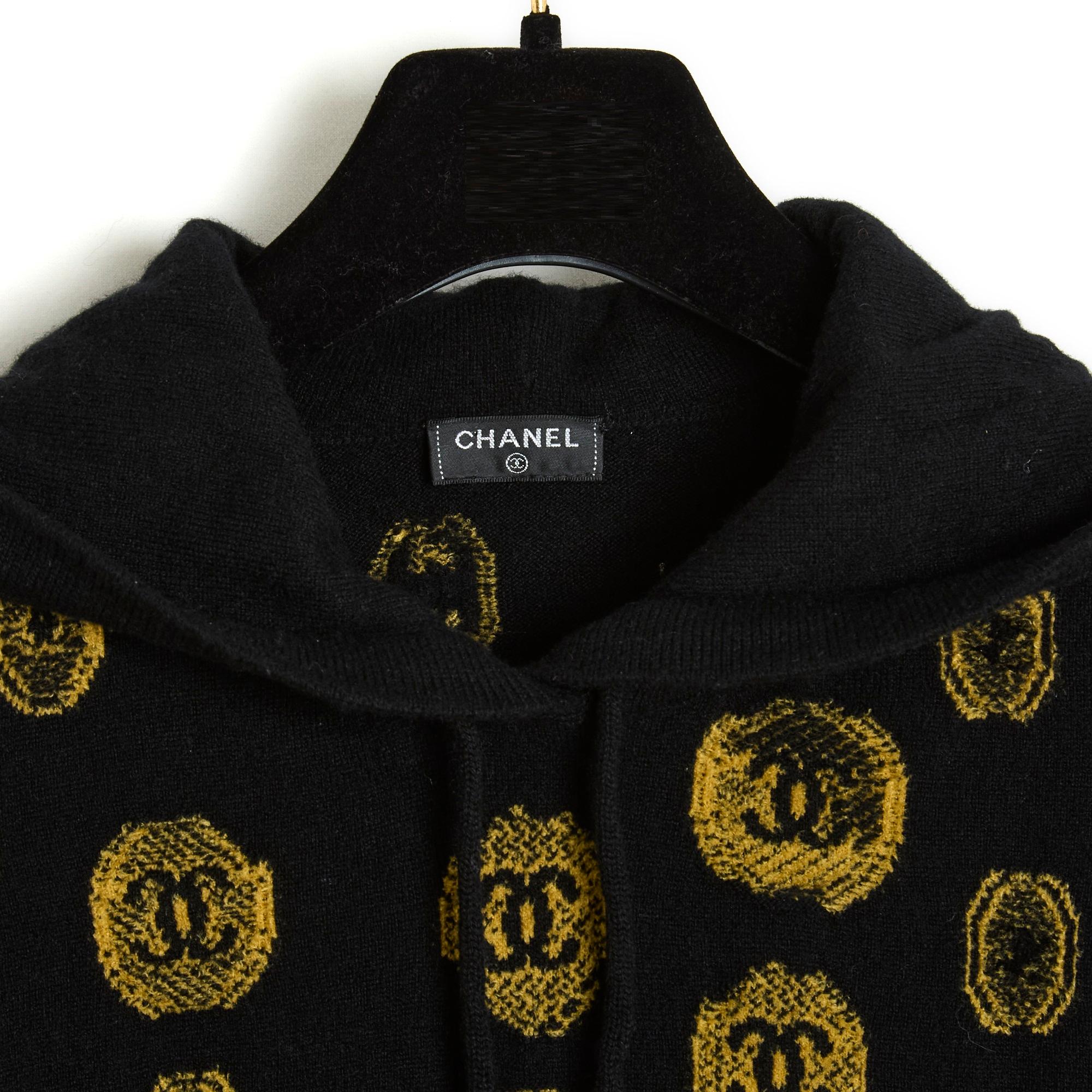 Black Chanel PF2021 Sweat FR40 CC Hoody Sweater UK12  US10 For Sale