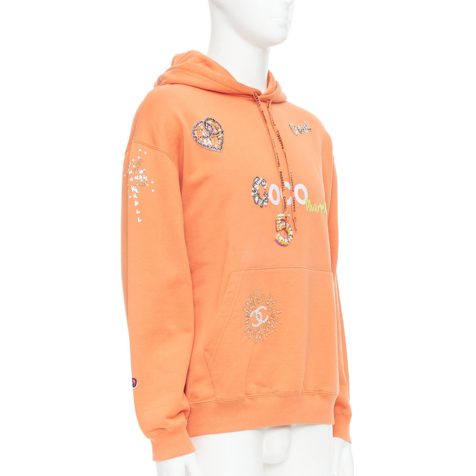 CHANEL Pharrell Williams 19D orange lesage Kristall bestickter Hoodie M (Orange) im Angebot