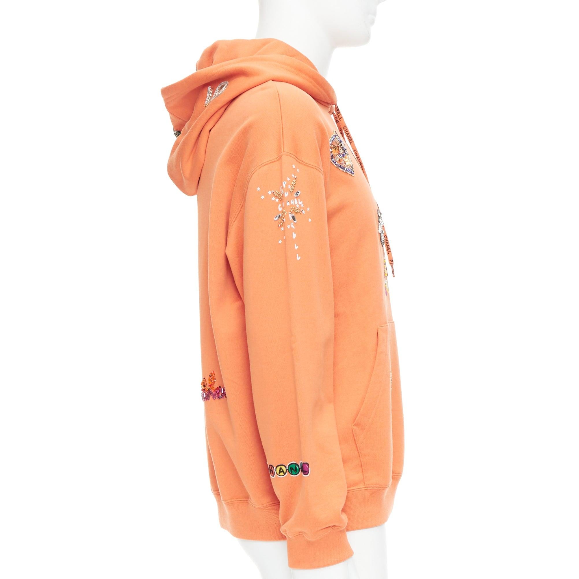 CHANEL Pharrell Williams 19D orange lesage Kristall bestickter Hoodie M im Zustand „Neu“ im Angebot in Hong Kong, NT