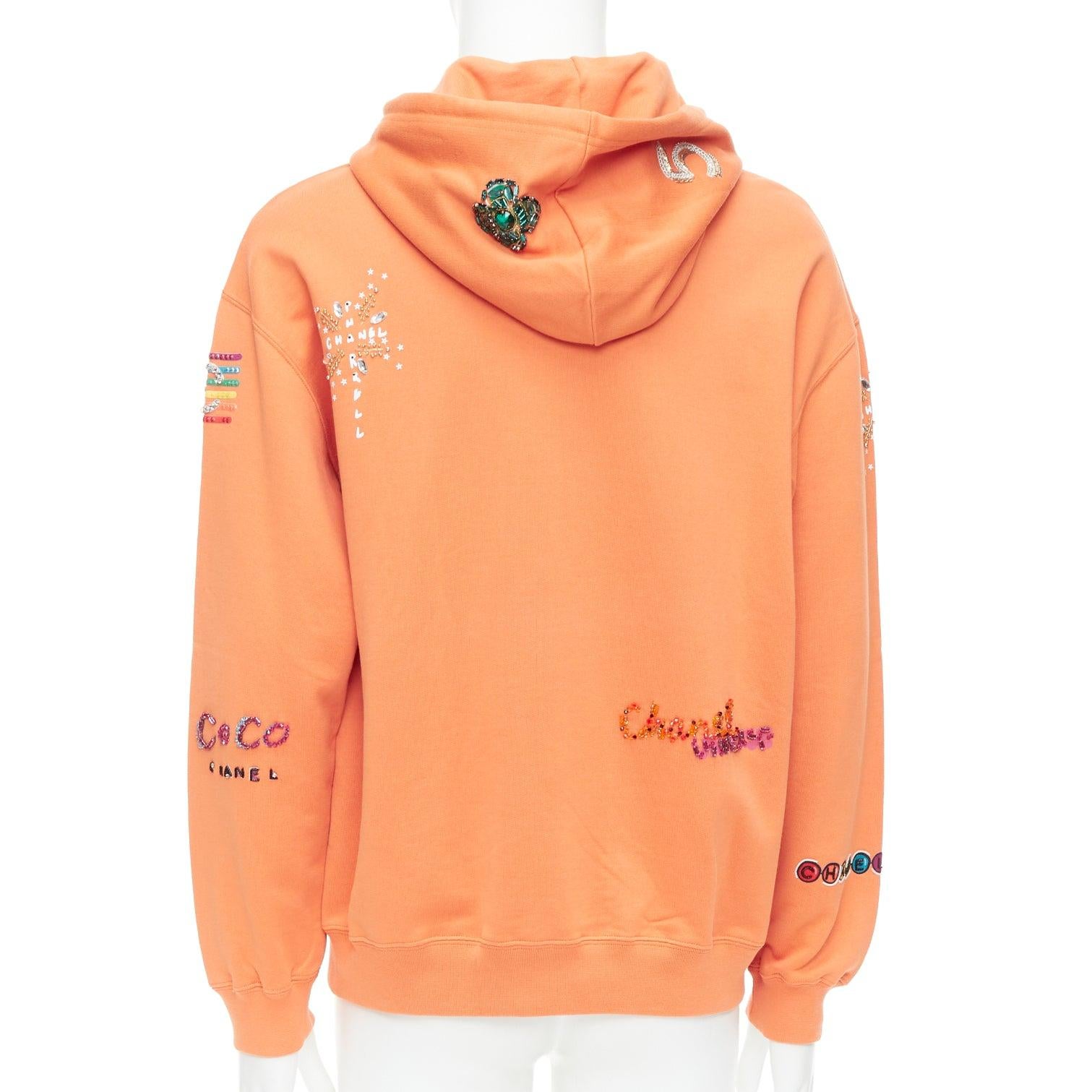 CHANEL Pharrell Williams 19D orange lesage Kristall bestickter Hoodie M Herren im Angebot