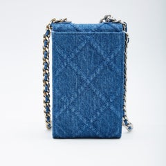 Chanel Phone Holder 19 Blue Denim Crossbody Bag (2021)
