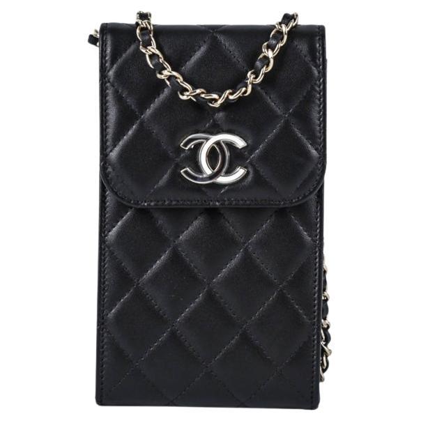 CHANEL PHONE HOLDER BLACK LAMBSKIN LEATHER Cross Body Bag																				