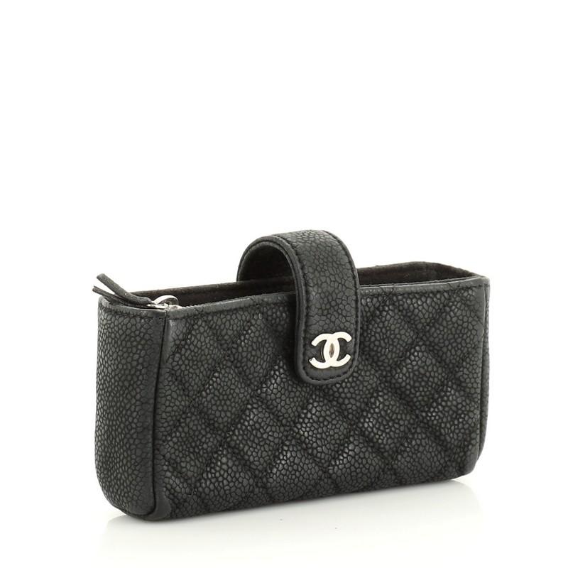 Chanel Handytasche Clutch Gesteppt Kaviar Mini (Schwarz)