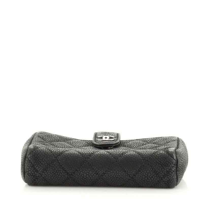 Chanel Phone Holder Clutch Quilted Caviar Mini In Good Condition In NY, NY