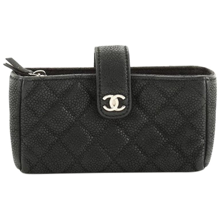 Chanel Phone Holder Clutch Quilted Caviar Mini at 1stDibs